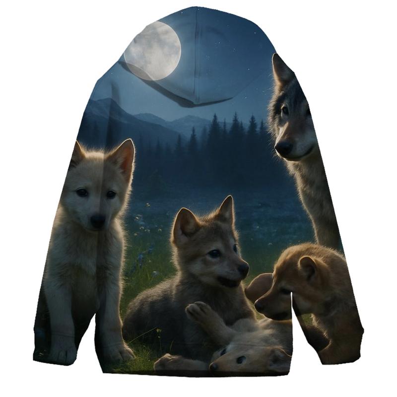 Lunar Meadow Pup Family embroidered hoodies