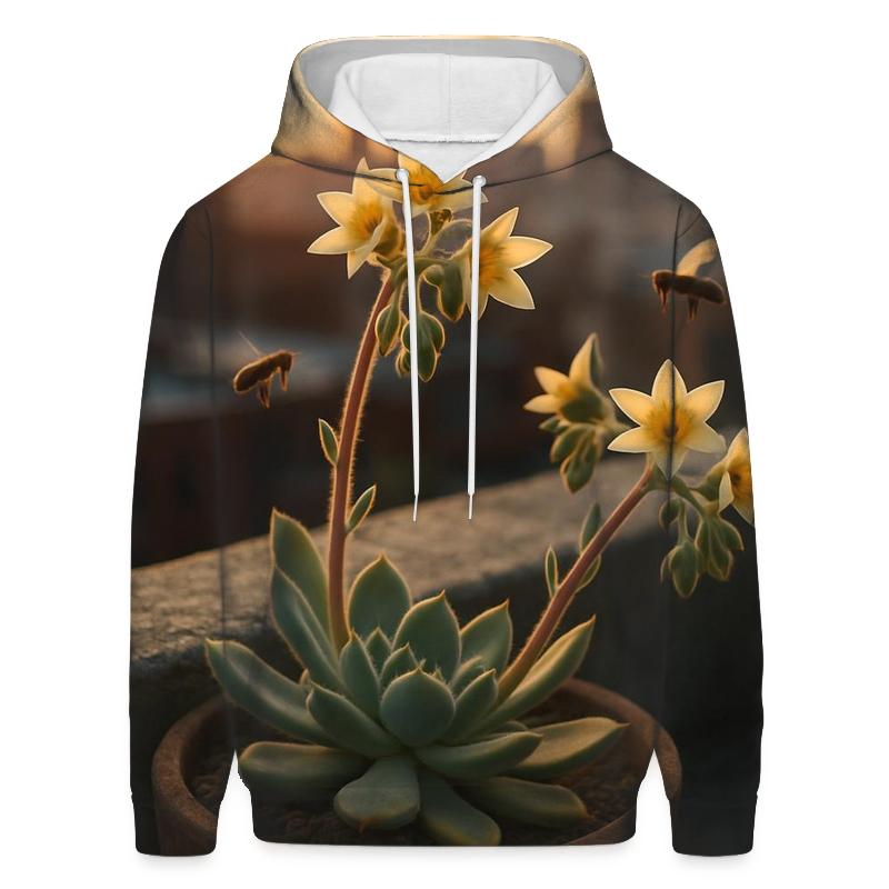 Rooftop Succulent Blooms graphic hoodies