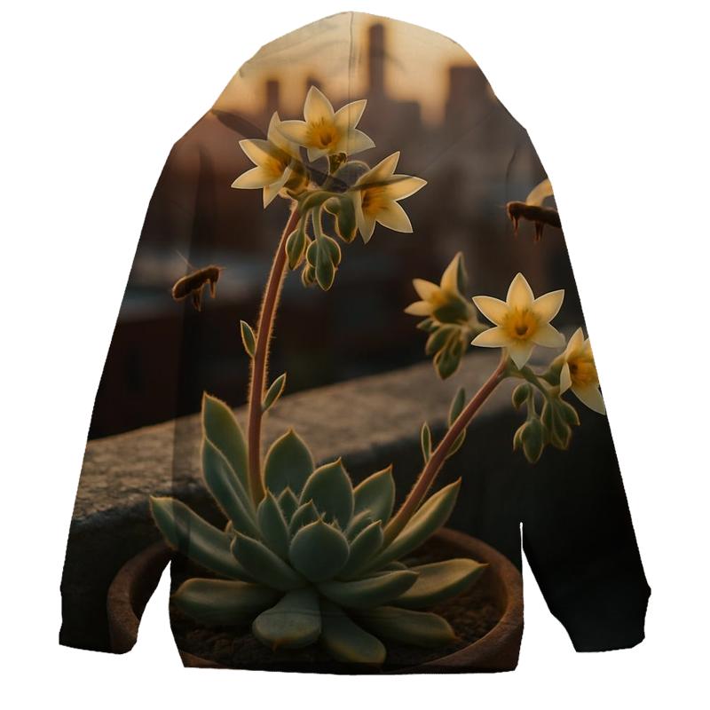 Rooftop Succulent Blooms graphic hoodies