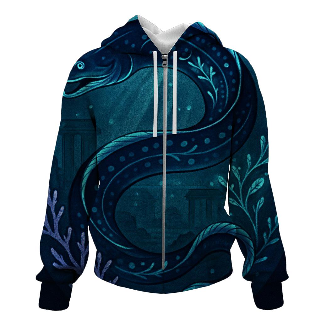 Bioluminescent Reef Ouroboros designer hoodies