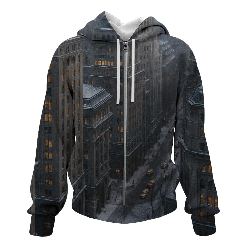 Snowfall Above The Financial District premium hoodies
