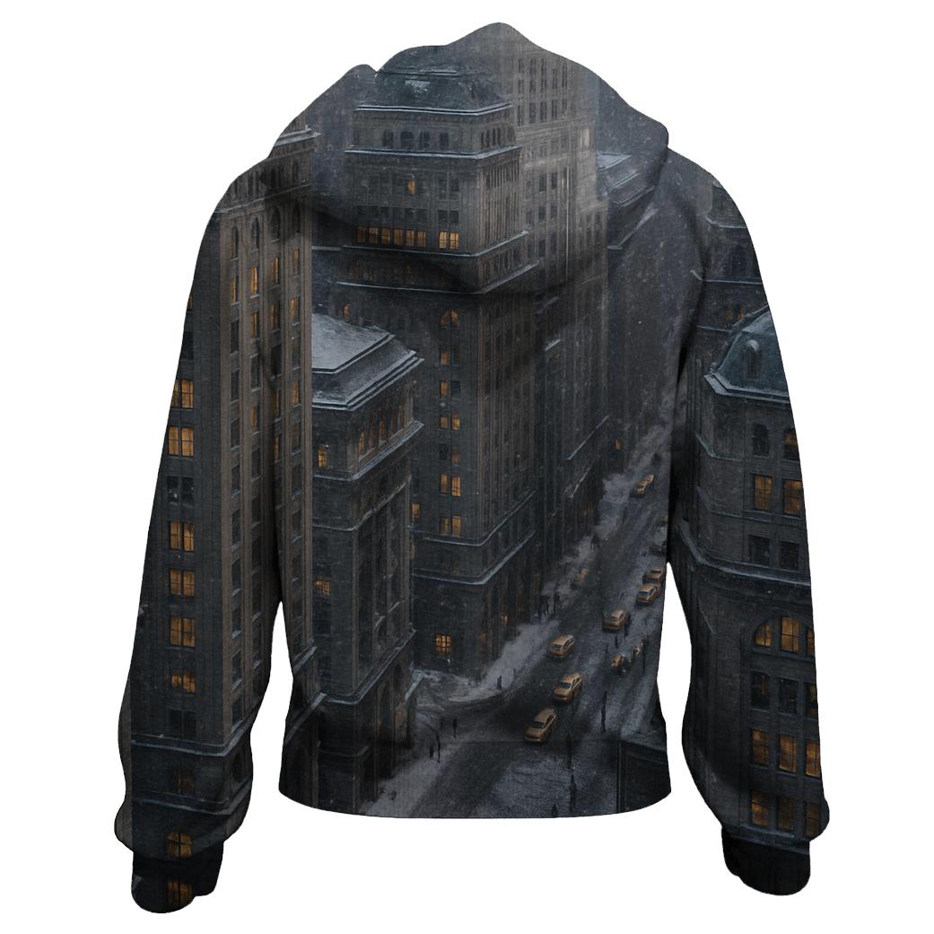 Snowfall Above The Financial District premium hoodies
