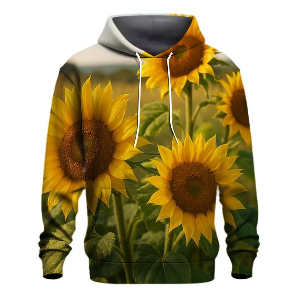 Golden Hour Sunflowers In Rustic Meadow embroidered hoodies