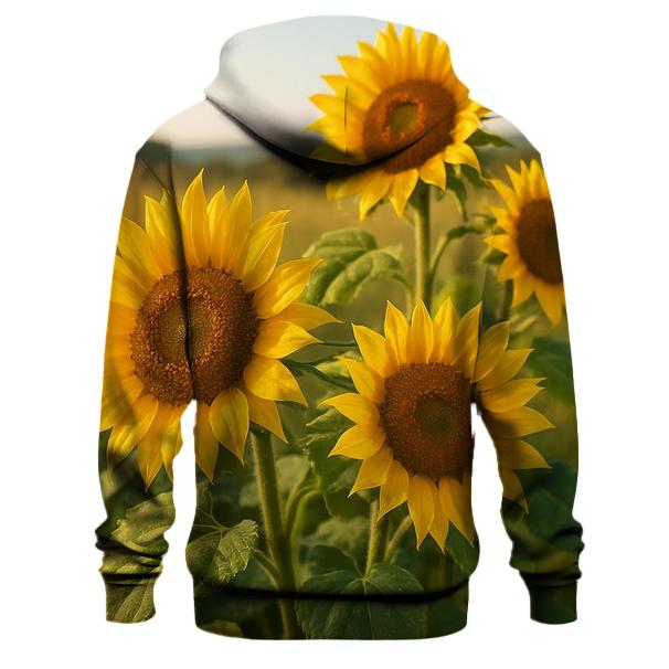 Golden Hour Sunflowers In Rustic Meadow embroidered hoodies