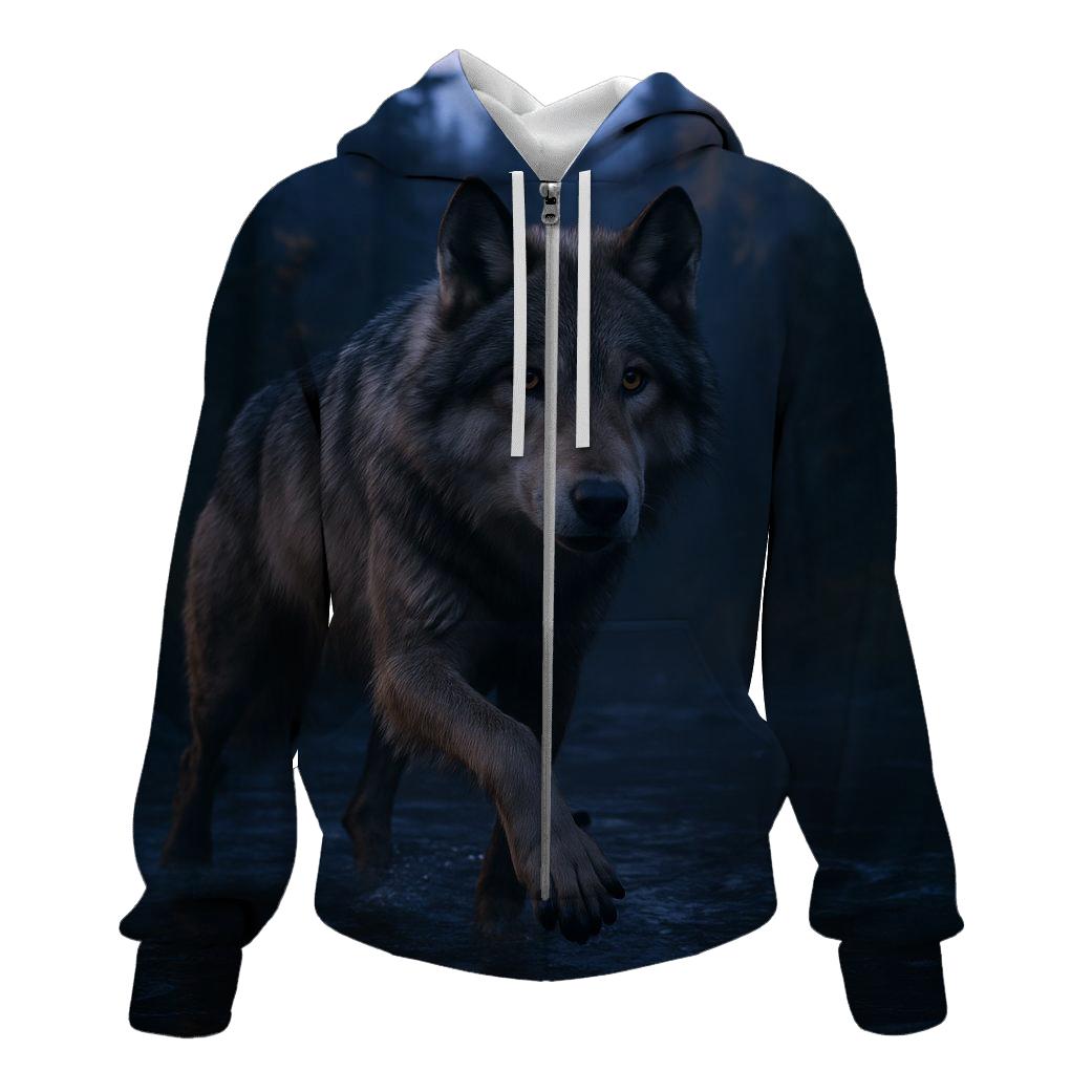 Twilight Hunter Wolf In Boreal Forest printed hoodies