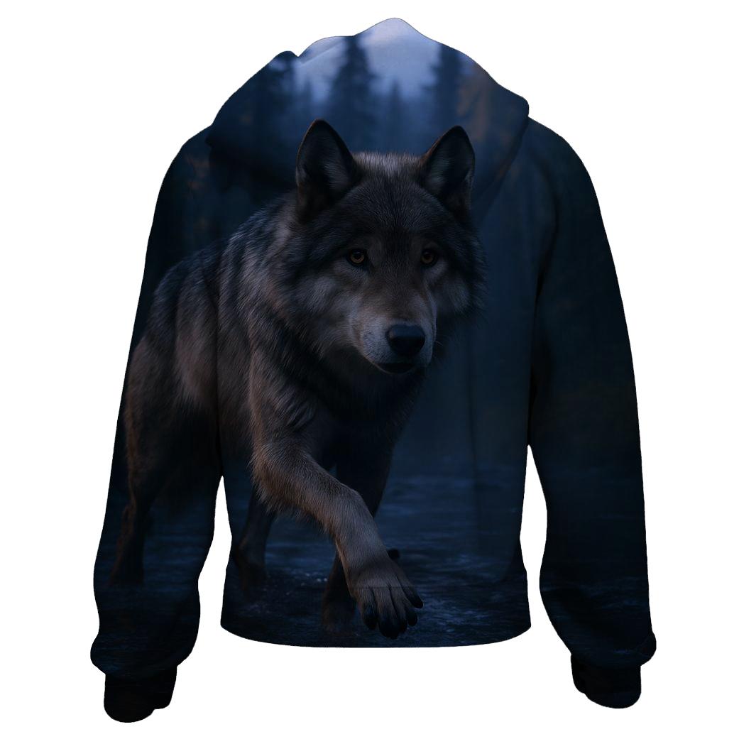 Twilight Hunter Wolf In Boreal Forest printed hoodies
