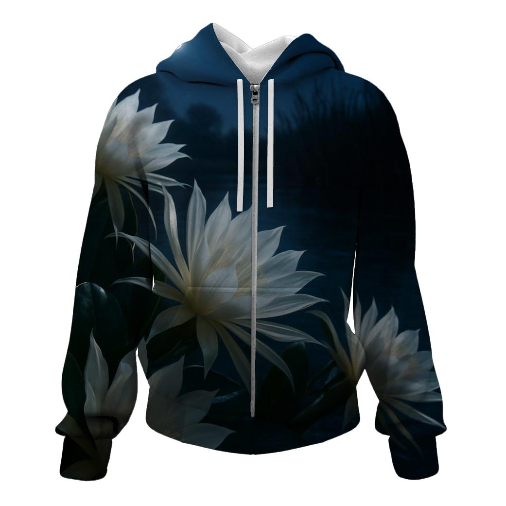 Night Blooming Cereus Moonlit Riverbank premium hoodies