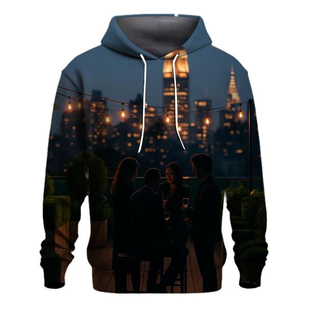 Rooftop Garden At Twilight With Midtown Glow hoodie trends