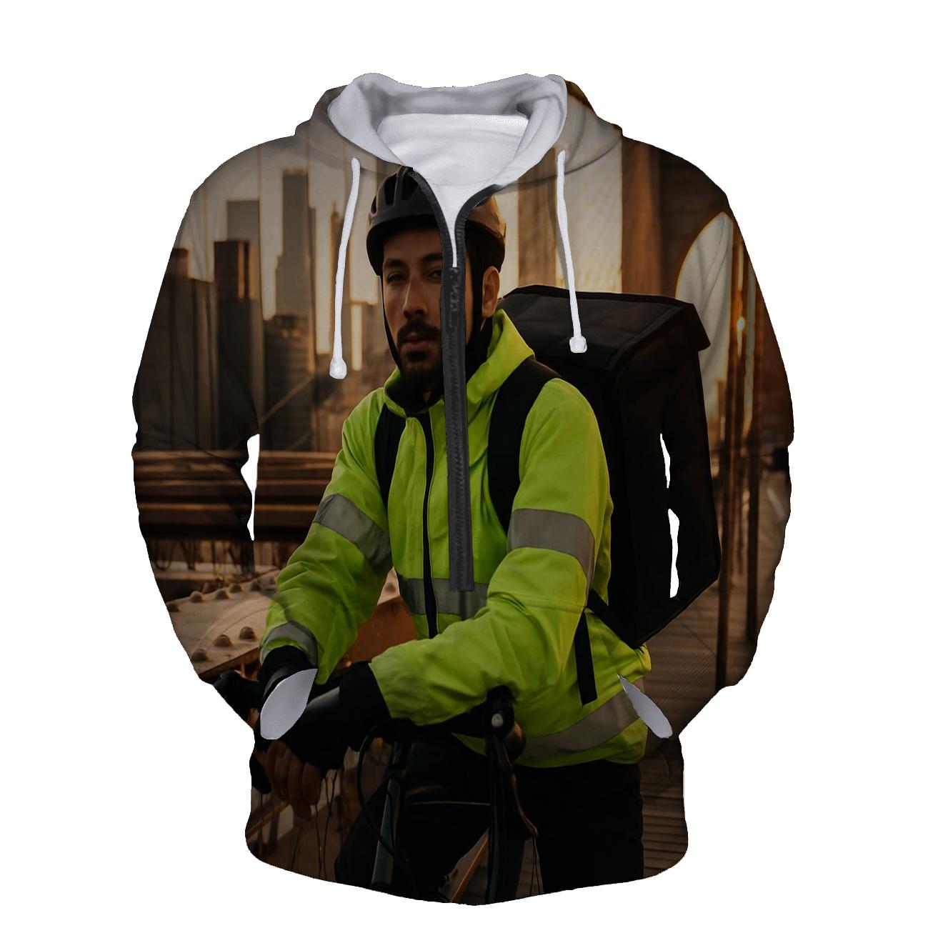 Brooklyn Bridge Sunset Cyclist Portrait hoodie trends
