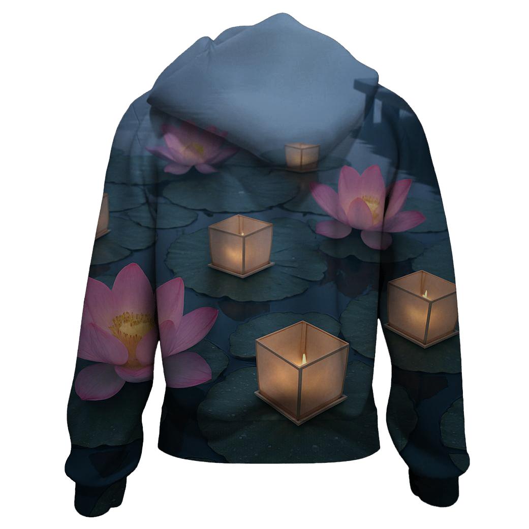 River Lotus Lantern Reflections custom hoodies