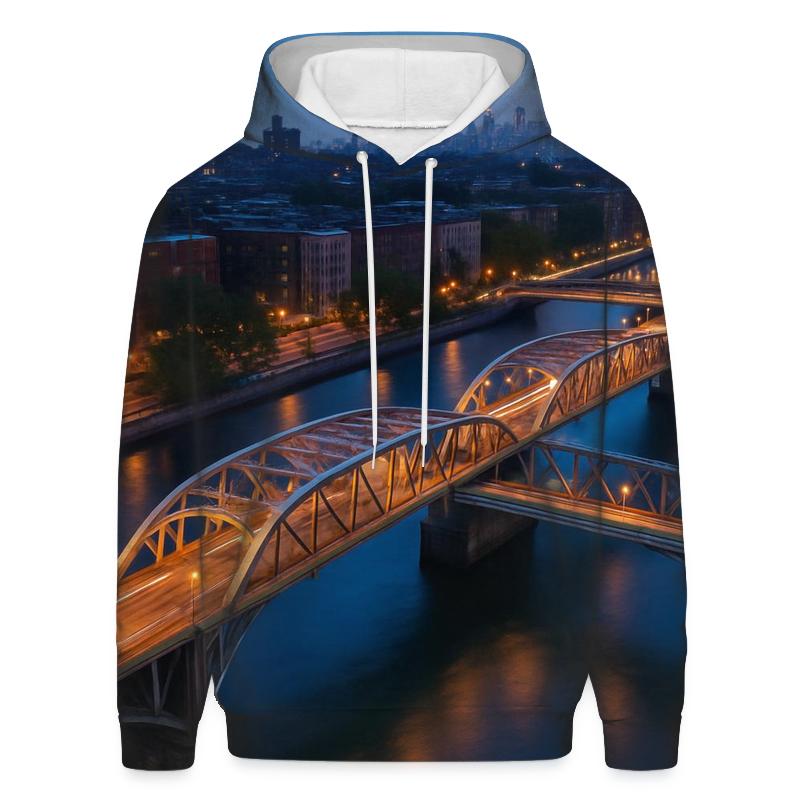 Aerial Twilight Over Harlem River Bridges hoodie trends