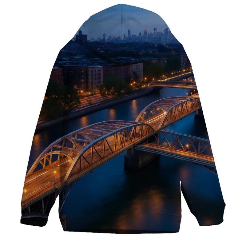 Aerial Twilight Over Harlem River Bridges hoodie trends