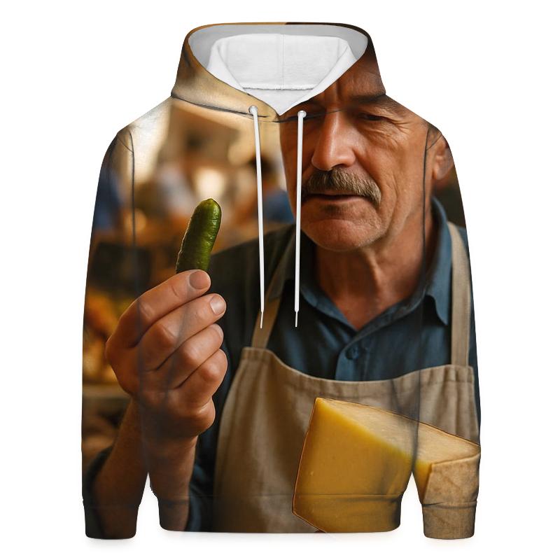 Market Vendor Sampling Cornichon And Fromage premium hoodies