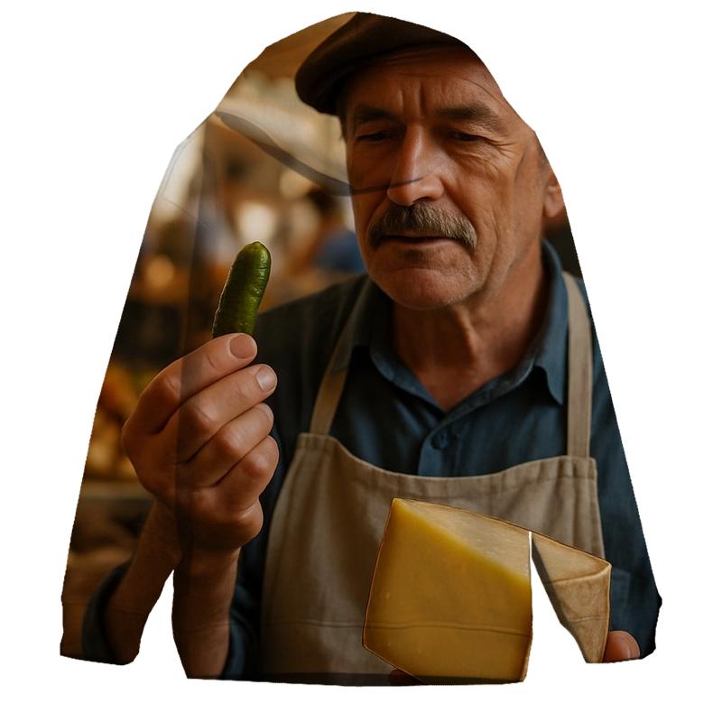 Market Vendor Sampling Cornichon And Fromage premium hoodies
