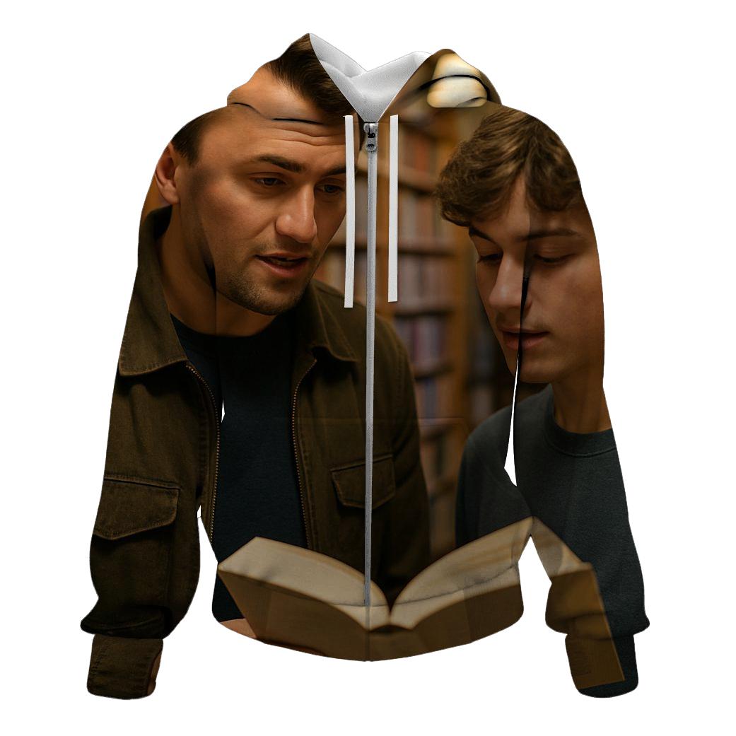 Evening Bookstore Conversation zip-up hoodies