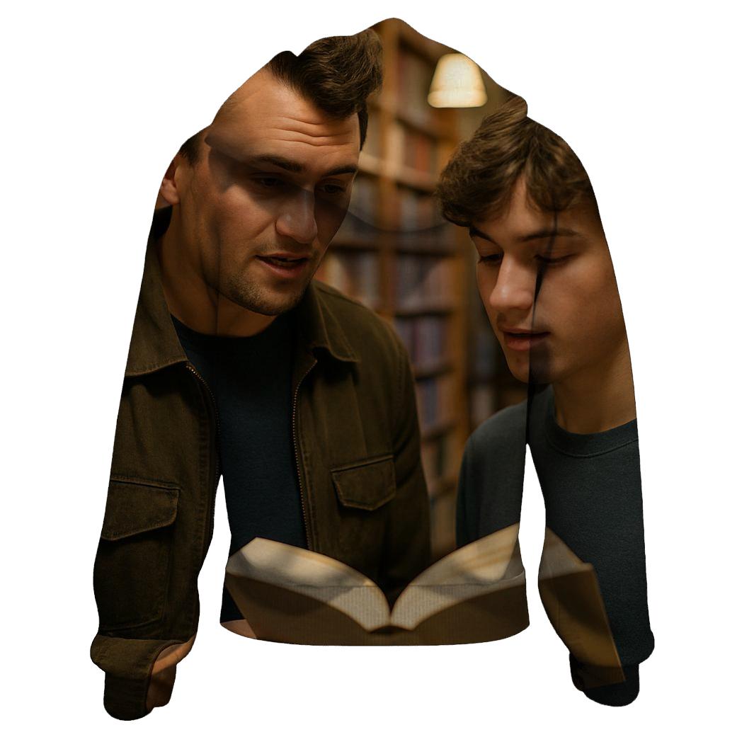 Evening Bookstore Conversation zip-up hoodies