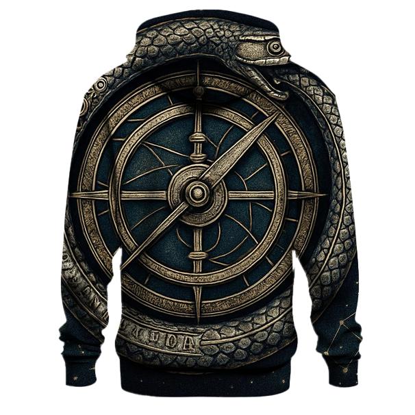 Celestial Clock Ouroboros zip-up hoodies