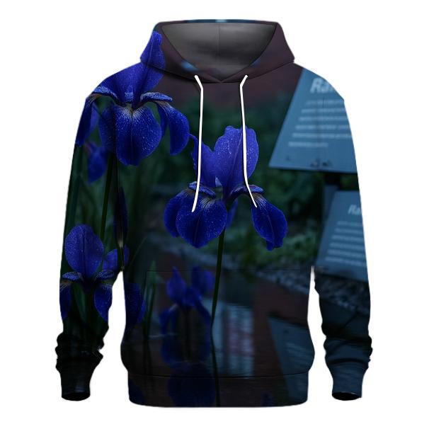 Iris Reflection In Urban Rain Garden heavyweight hoodies