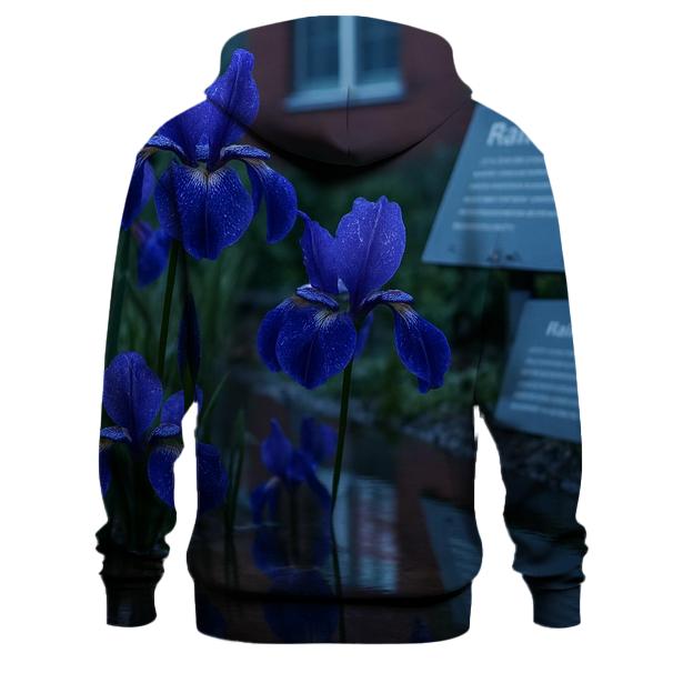 Iris Reflection In Urban Rain Garden heavyweight hoodies