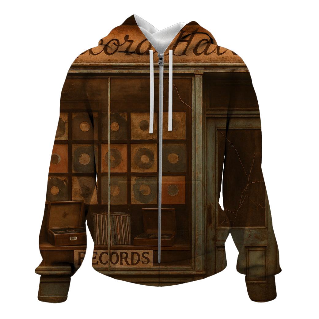 Retro Vinyl Record Shopfront custom hoodies