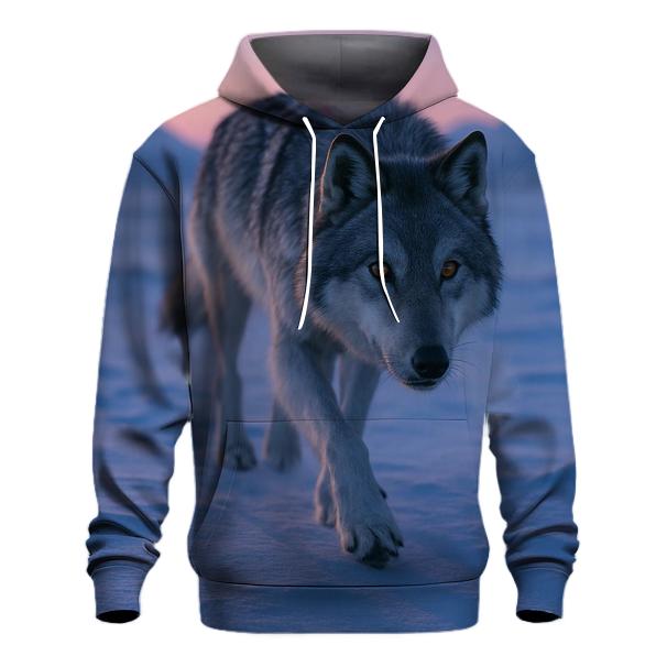 Lone Wolf Navigating Arctic Twilight hoodie styles