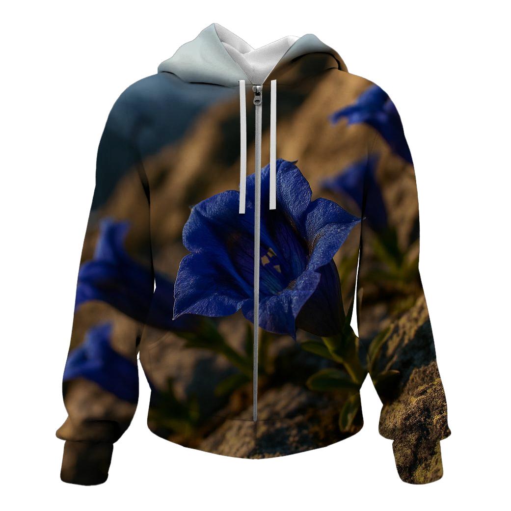 Alpine Gentian Morning Study pullover hoodies