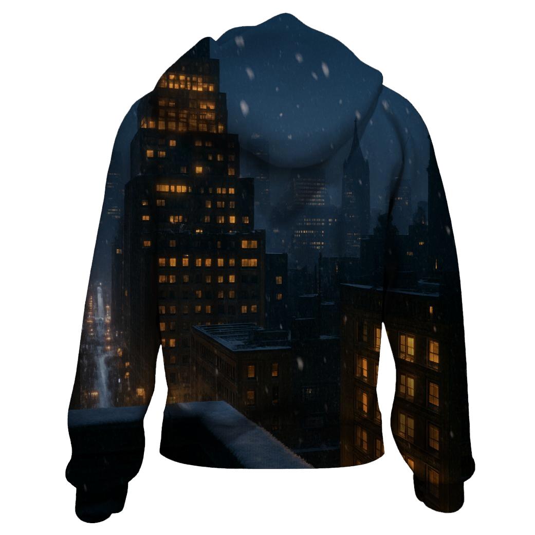 Snowfall Above Midtown After Dark premium hoodies