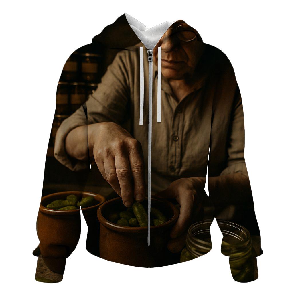 Grandmother Preserving Cornichons In Cellar graphic hoodies