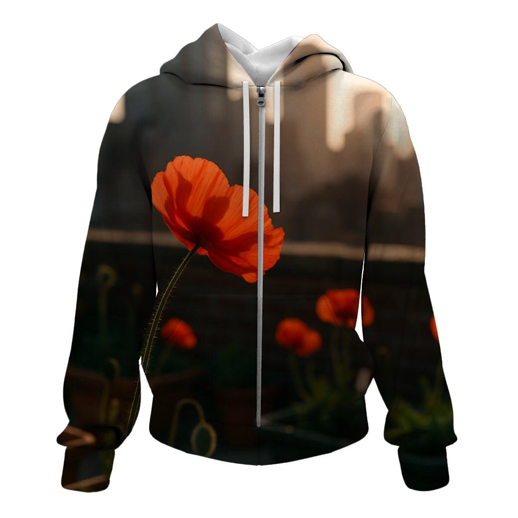 City Rooftop Poppy Wind Study lightweight hoodies