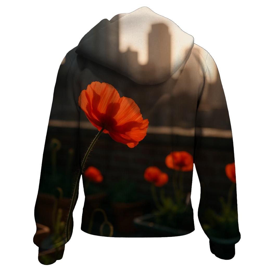 City Rooftop Poppy Wind Study lightweight hoodies