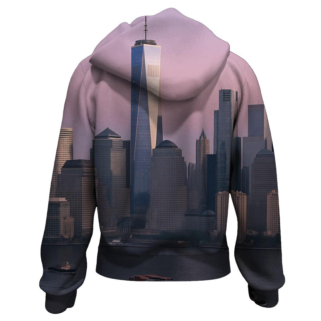 Aerial Dawn Over Financial District designer hoodies