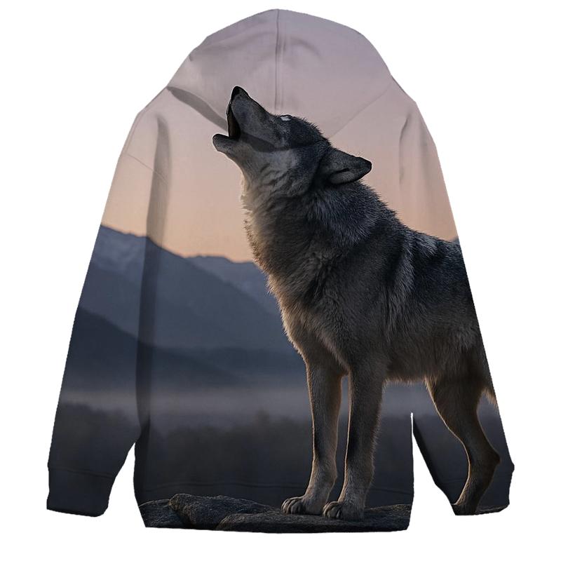 Mountain Lone Howl At Dawn graphic hoodies
