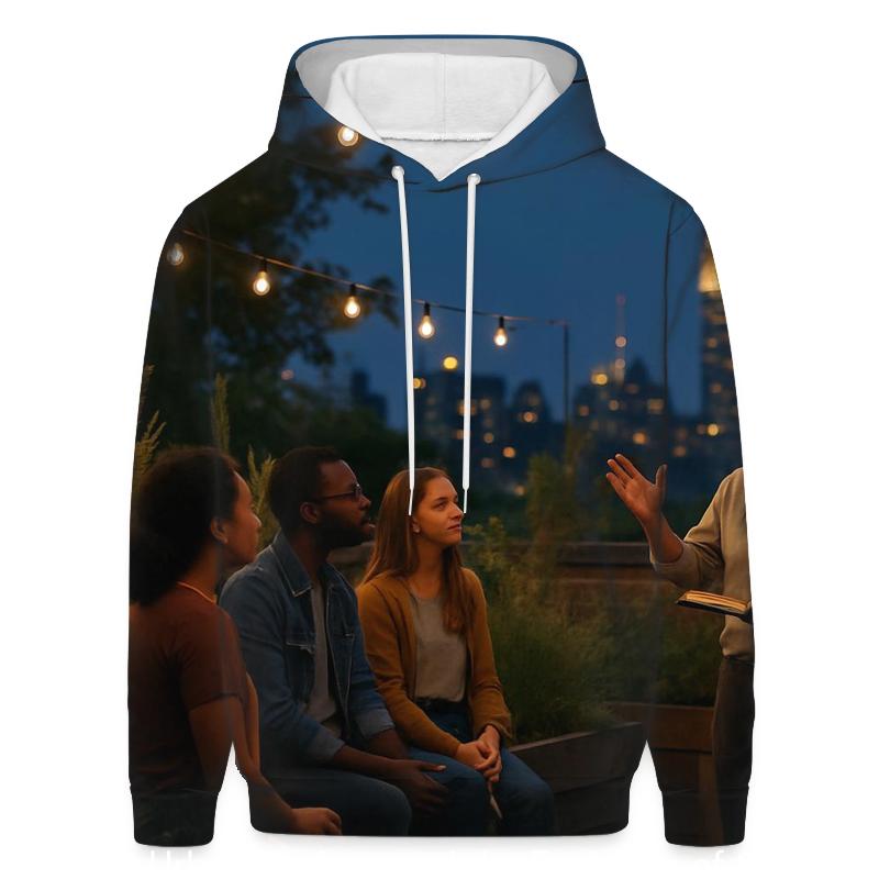 Rooftop Garden Twilight Classroom premium hoodies