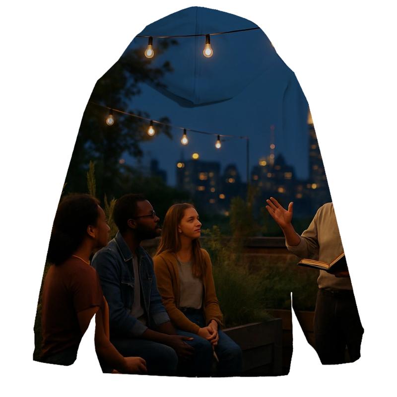 Rooftop Garden Twilight Classroom premium hoodies