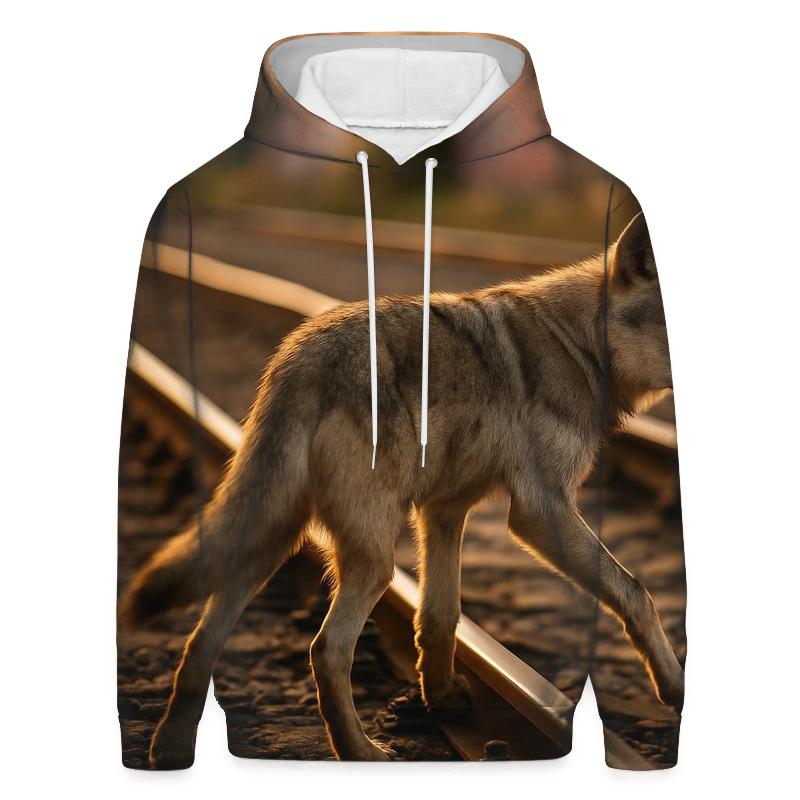 Urban Edge Wolf Crossing Tracks printed hoodies