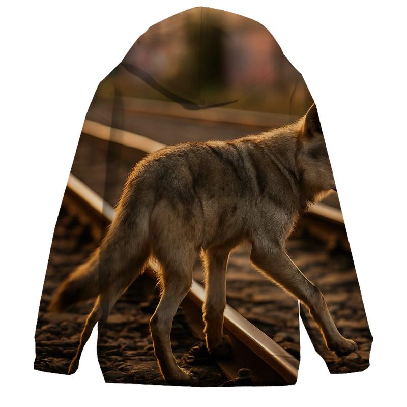 Urban Edge Wolf Crossing Tracks printed hoodies