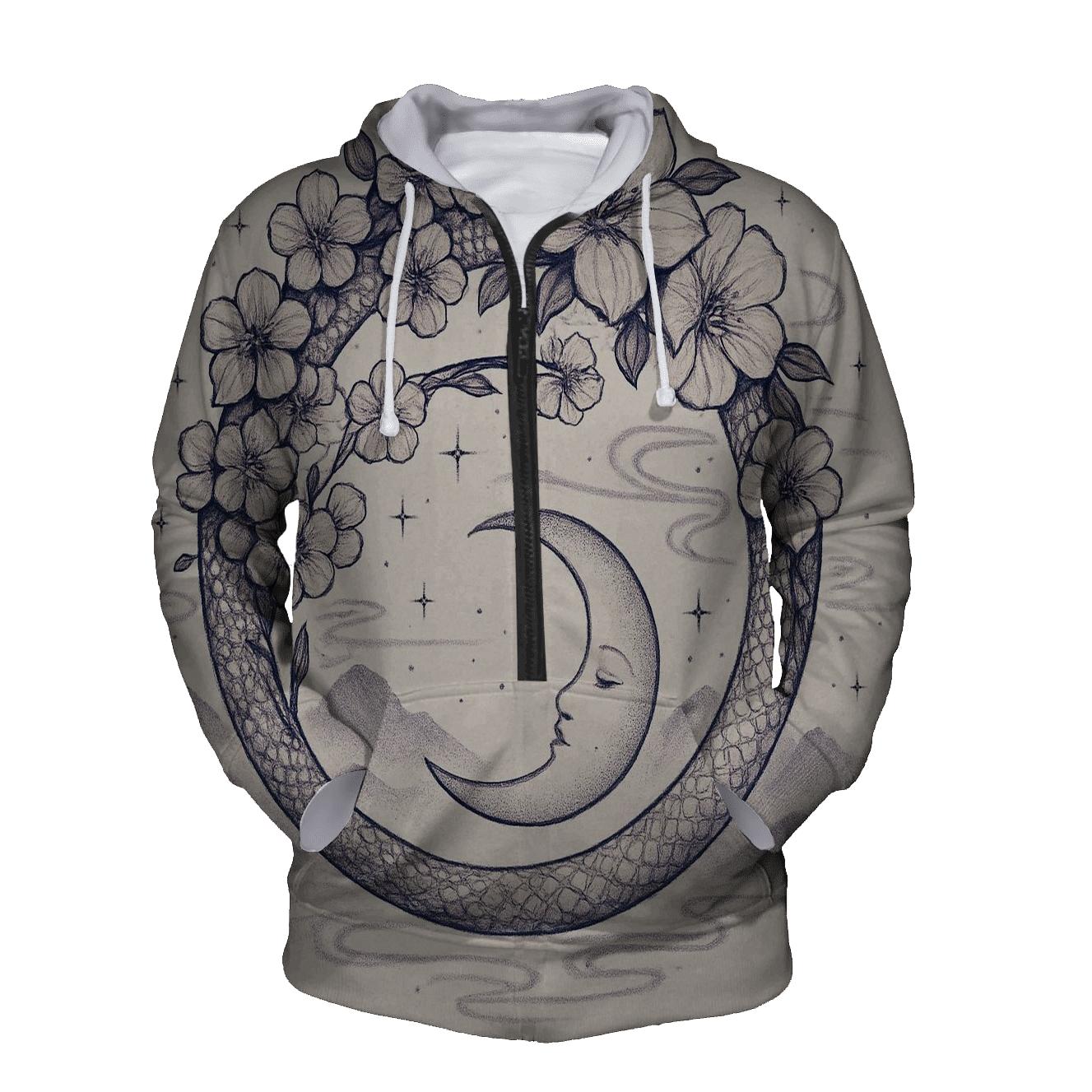 Lunar Blossom Ouroboros custom hoodies