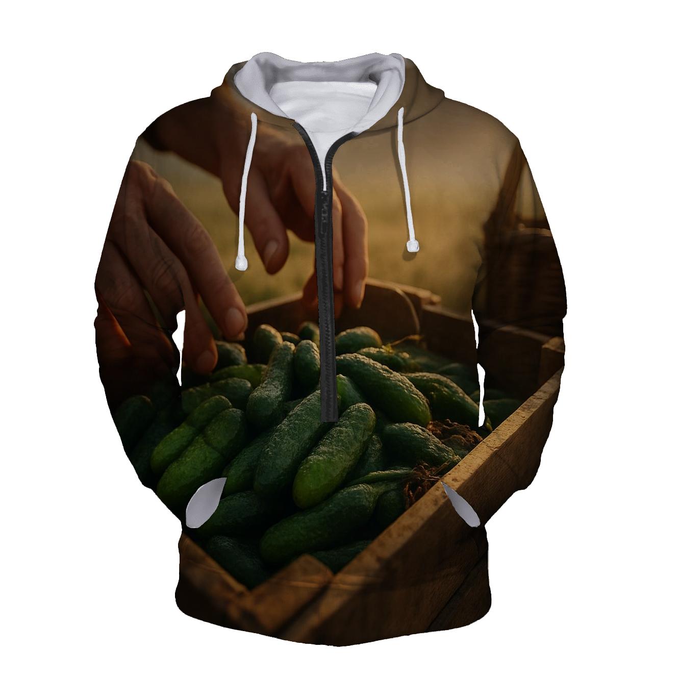 Morning Harvest Cornichon Crate printed hoodies