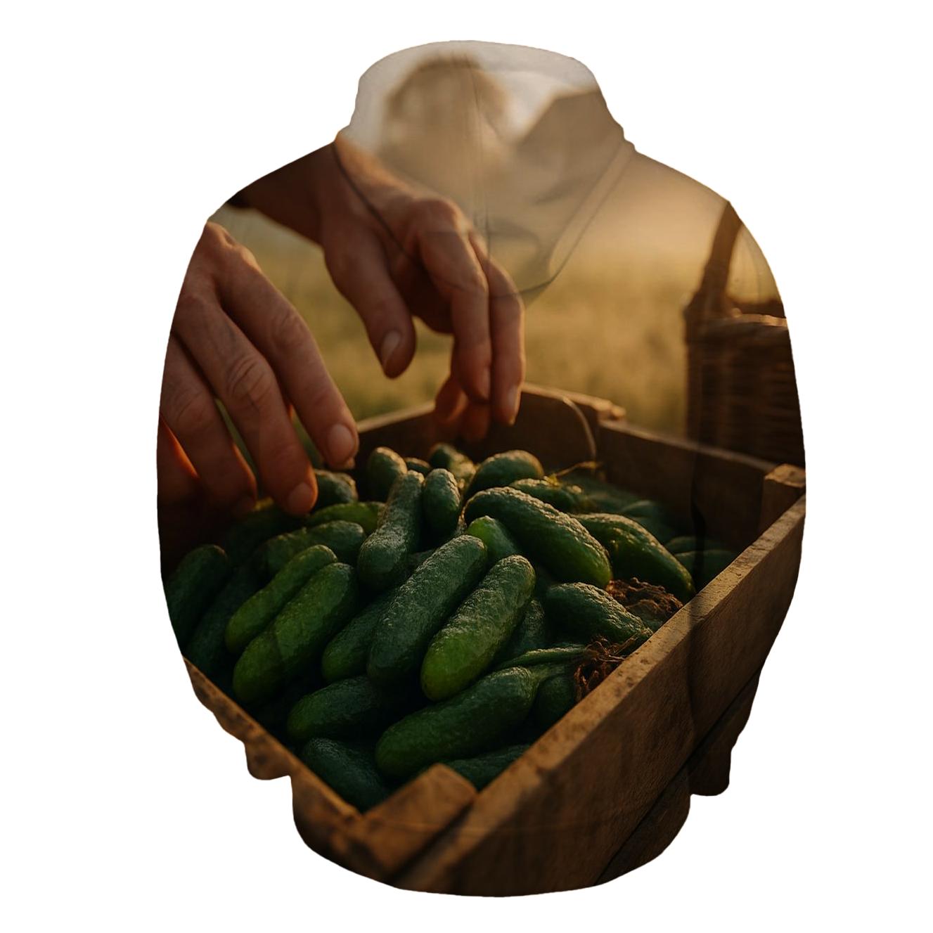 Morning Harvest Cornichon Crate printed hoodies