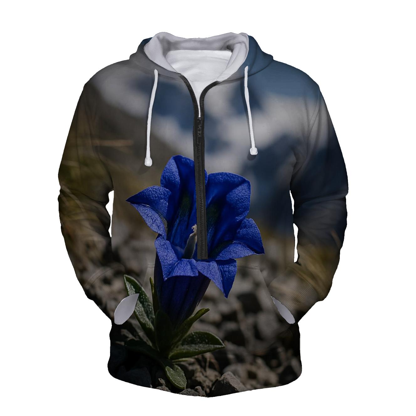 Cerulean Alpine Gentian On Glacial Scree lightweight hoodies