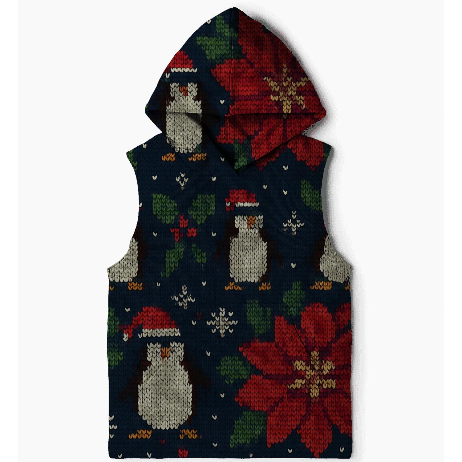Pixel Poinsettia And Penguin Parade Design graphic hoodies