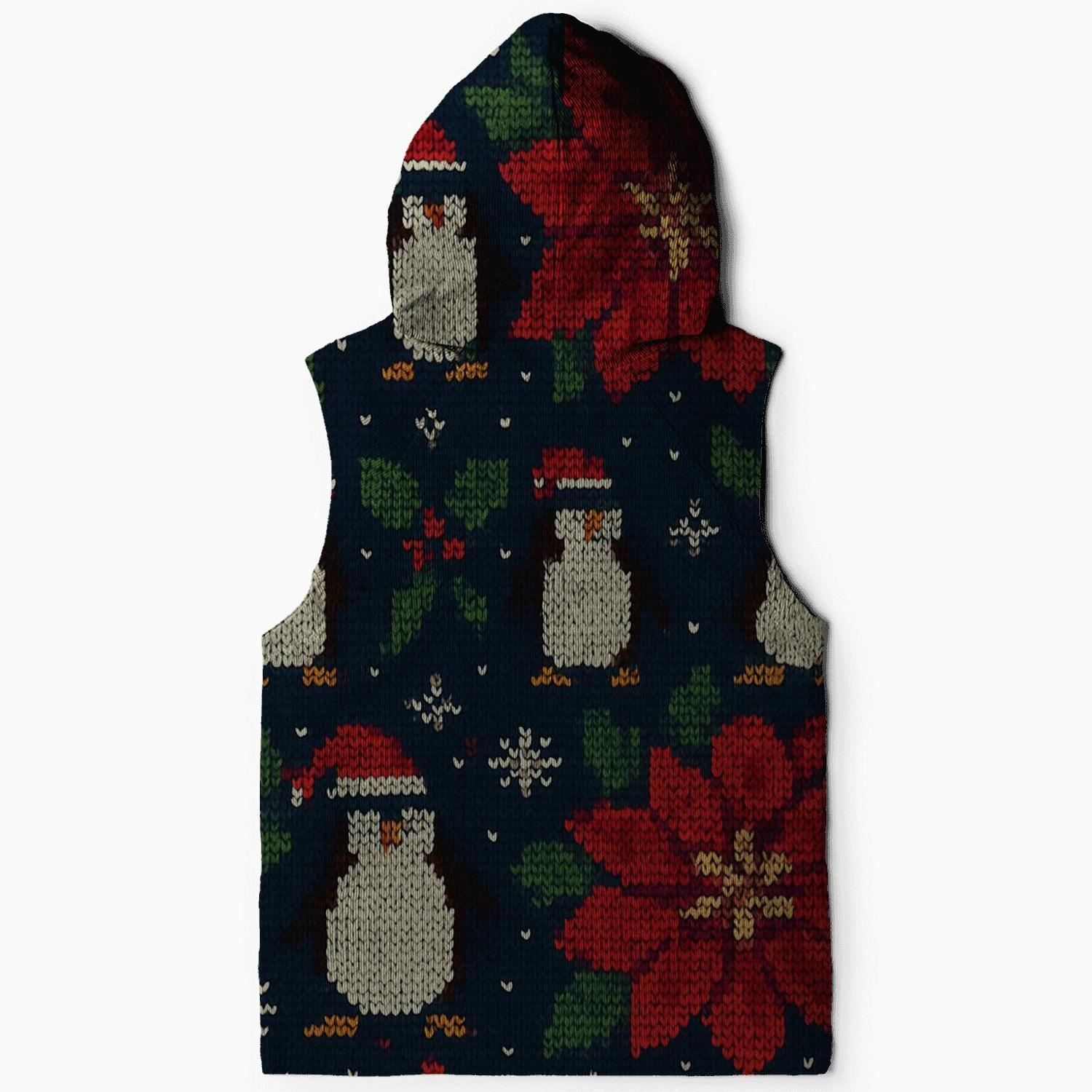 Pixel Poinsettia And Penguin Parade Design graphic hoodies