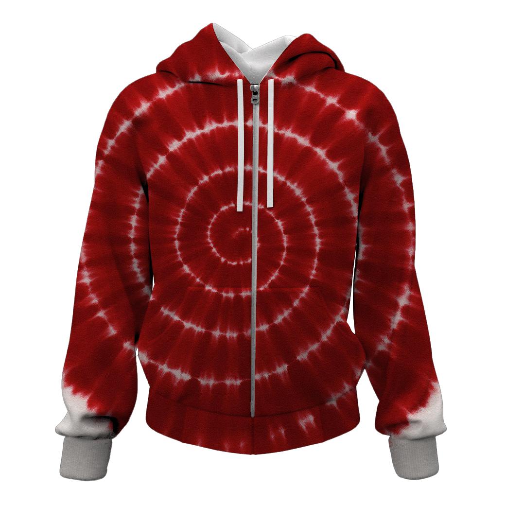 Crimson Spiral Burst zip-up hoodies