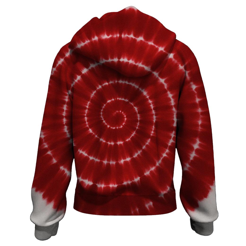 Crimson Spiral Burst zip-up hoodies