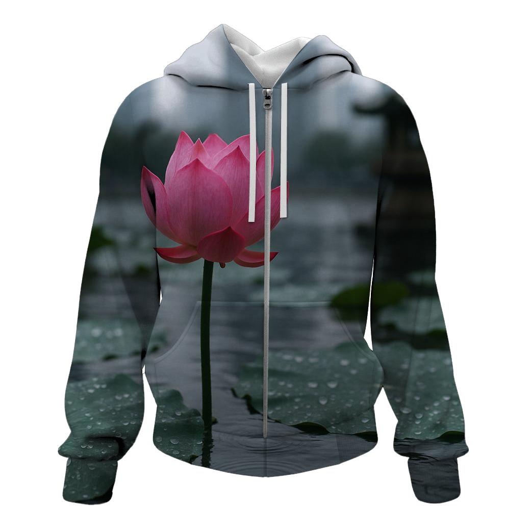 Lotus After Rain In Urban Pond heavyweight hoodies