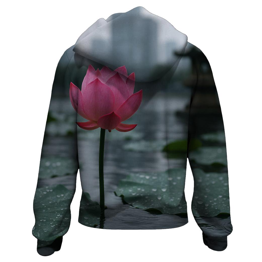 Lotus After Rain In Urban Pond heavyweight hoodies