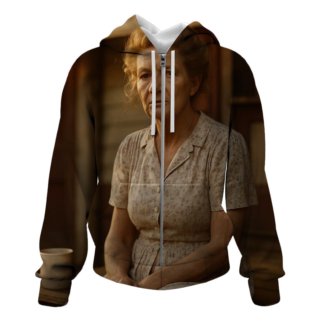 Polly Holliday Roadside Theater Portrait zip-up hoodies
