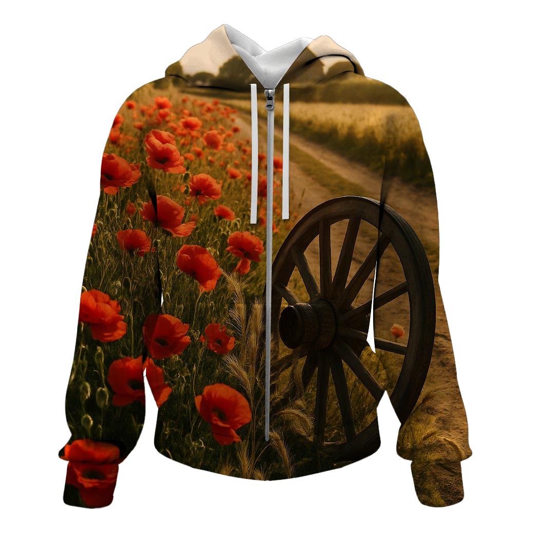 Sunlit Poppy Field At Harvest Edge custom hoodies