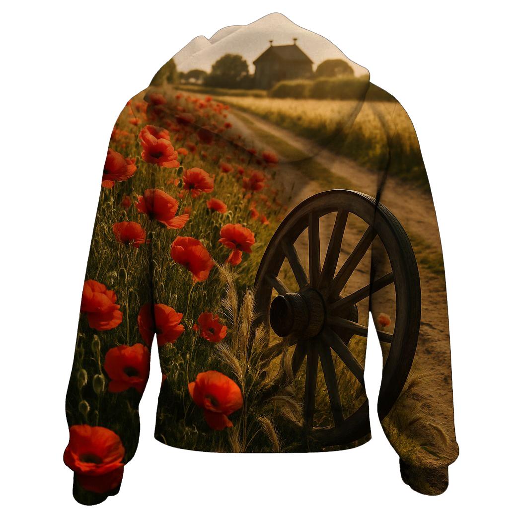 Sunlit Poppy Field At Harvest Edge custom hoodies