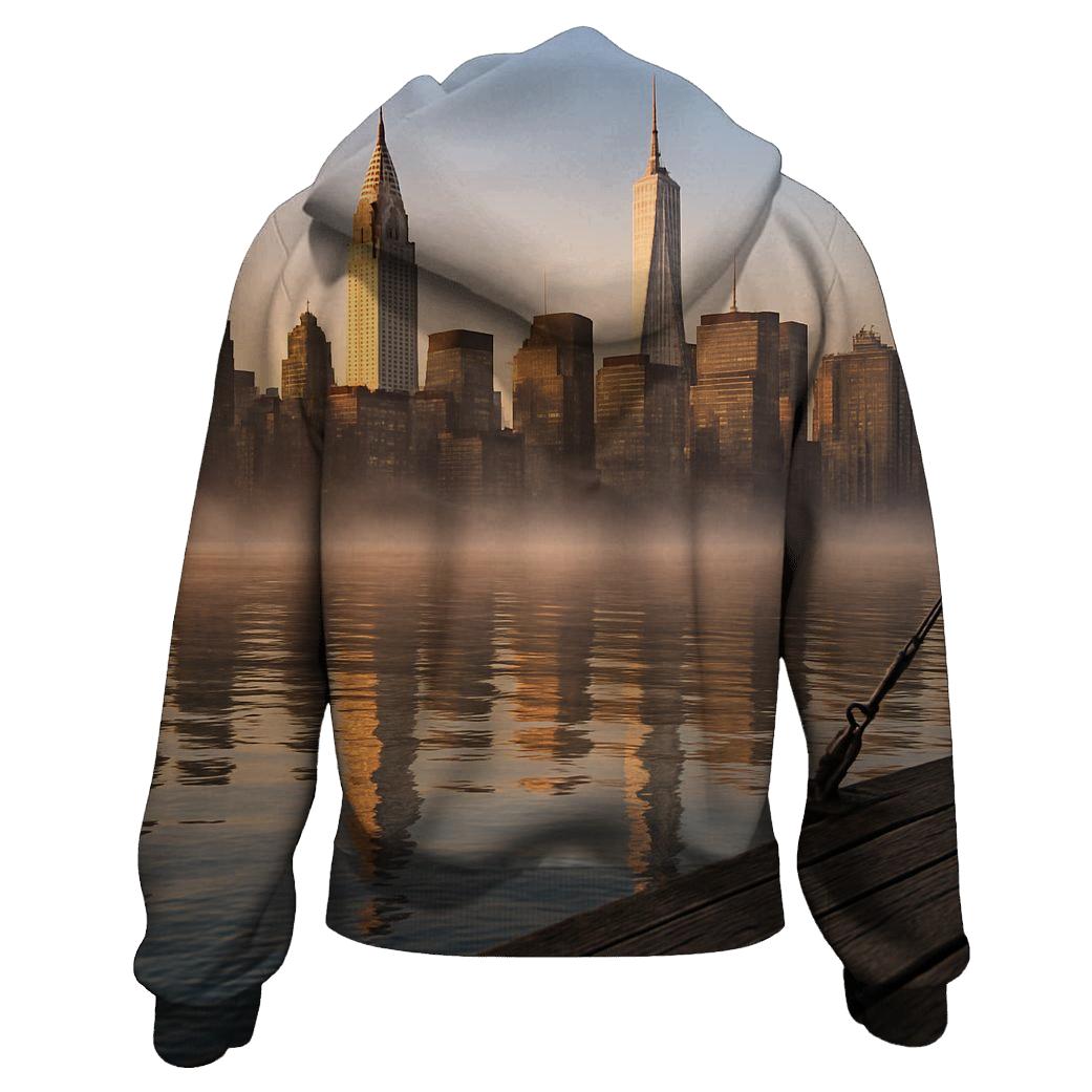 Dawn Reflection Over East River Skyline hoodie styles